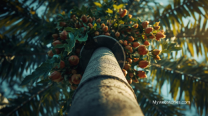 ड्रॅगन फ्रूट शेतीसाठी सिमेंट पोल आणि रिंग स्ट्रक्चरची मांडणी.